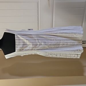 Old Navy Square Neck Linen Blend Cream Striped Mini Dress Med Tall